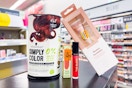 hair color, lip gloss, makeup brush on a shelf