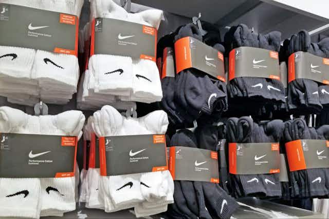 Score 3 Pairs of Nike Crew Socks for $14 at Macy's — Adult Sizing card image