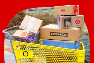KCL cart full of retailer boxes