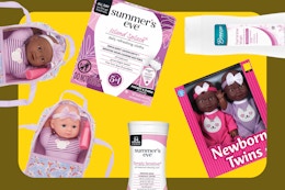 baby dolls and feminine care items on the penny list