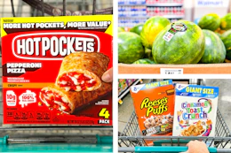 pizza watermelon cereal collage