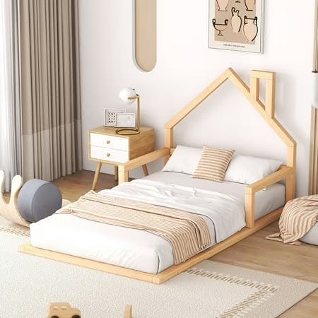 Twin Wood Floor House Bed