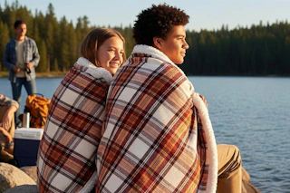 teens wearing throw blankets