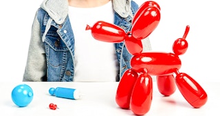 squeakee the balloon dog with accessories