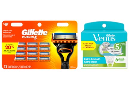 1 Gillette Razor Cartridge Pack + 1 Venus Razor Cartridge Pack