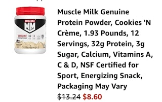 muscle milk Amazon receipt