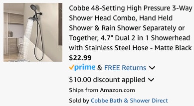 a showerhead cart ending in $22.99