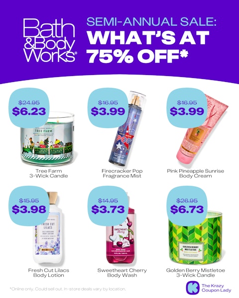 2025 Bath & Body Works semi-annual 75% off items