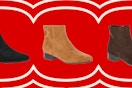 ankle boots on a red background