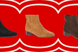 ankle boots on a red background