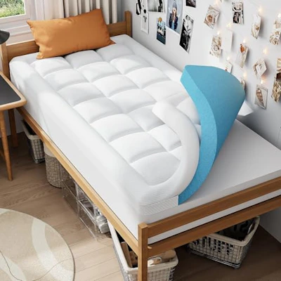Memory Foam Mattress Topper, 3 in Twin Size