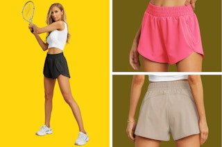 Cueplay gym shorts: black, pink and beige