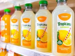 tropicana lemonade sitting on a target shelf
