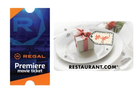 2 Regal eTickets + $100 Restaurant.com eGift Card
