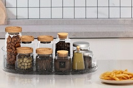 an organizer on a table