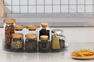 an organizer on a table