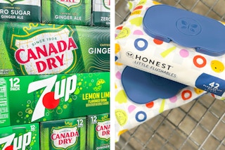 collage with soda and baby wipes