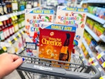 cinnamon toast crunch and cheerios family size cereals in walgreens cart