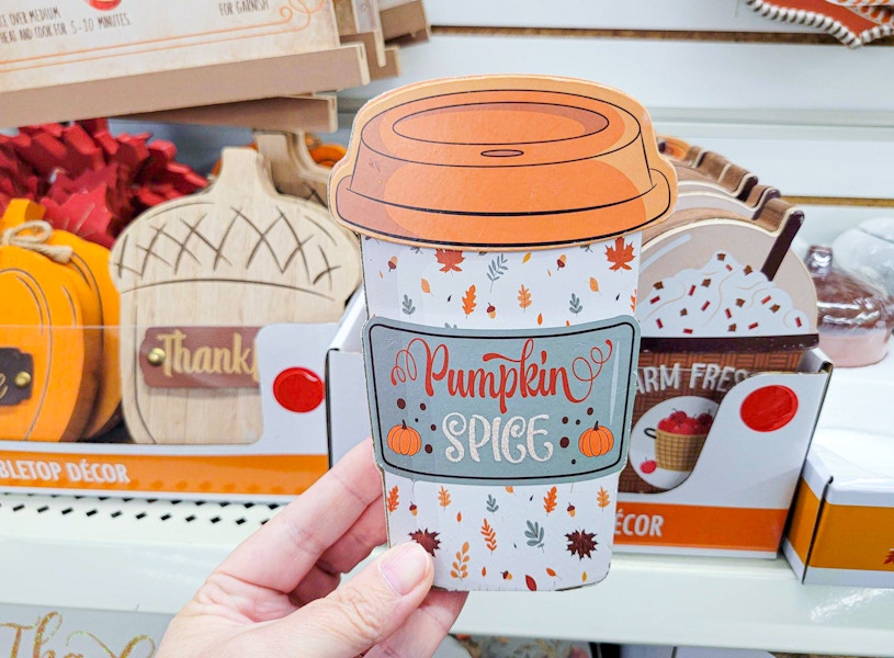 dollar tree pumpkin spice tabletop decor