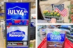 Lowe's fourth of july sign, american flag, and mulch