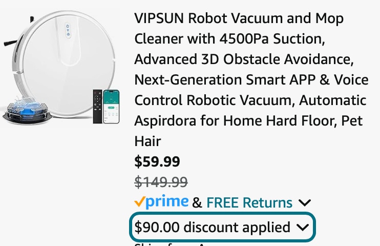 VIPSUN Robot Vacuum and Mop Cleaner with 4500Pa Suction