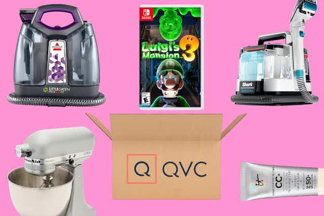 New QVC Coupon Code Gets You $30 Off $60: $57 Bissell, $41 Ottoman, and More card image