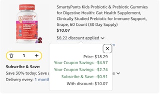 Smartypants Amazon receipt