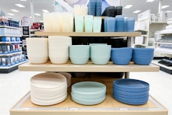 dinnerware sitting on a target shelf