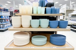 target dinnerware sitting on shelves