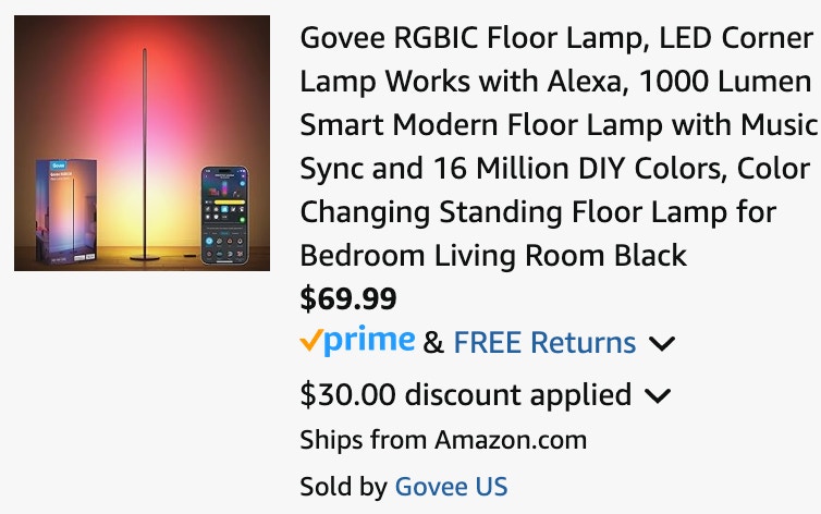 a floor lamp cart ending in $69.99