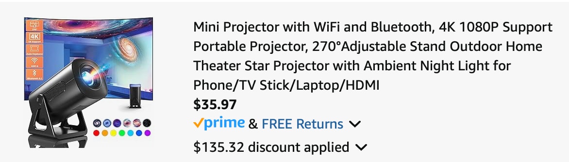 projector Amazon receipt