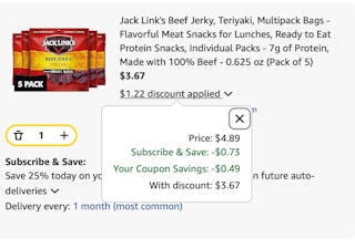 Jack Link's Amazon receipt