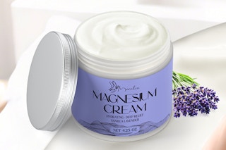 a purple jar of magnesium cream