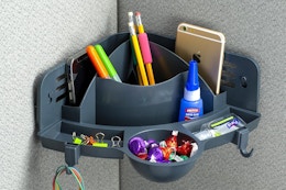 an office cubicle corner organizer