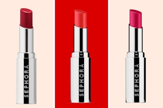 A triptych of three different Sephora lipstick tubes