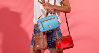 woman with 3 crossbody purses