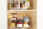 clear organizers on a shelf
