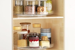clear organizers on a shelf