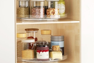 clear organizers on a shelf