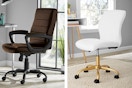 brown and white mainstays office chairs