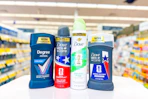 dove and degree deodorants on a store counter