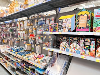 Arts and crafts products on display at Walmart