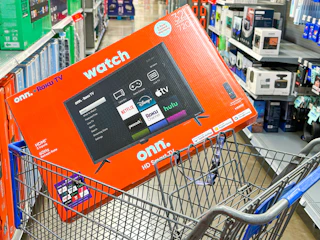 onn 32 in smart roku tv in walmart cart