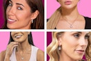 4 up close shots of jewelry pieces worn on women