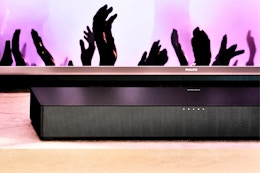 Lifestyle image of the Philips B5706 2.1-Channel Soundbar (close up shot)