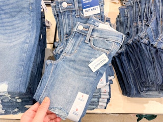 jeans on display in store