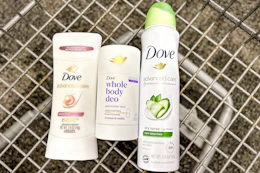 3 dove deodorants in a cart