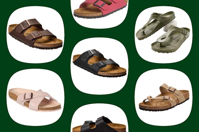 We Found the Best Deals on Birkenstock Sandals: $64 Arizona, $30 EVA card image