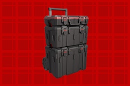 modular toolbox unit on a red background