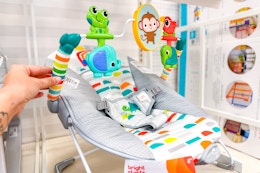 Bright Starts Vibrating Baby Bouncer With Toys for $21 at Target card image